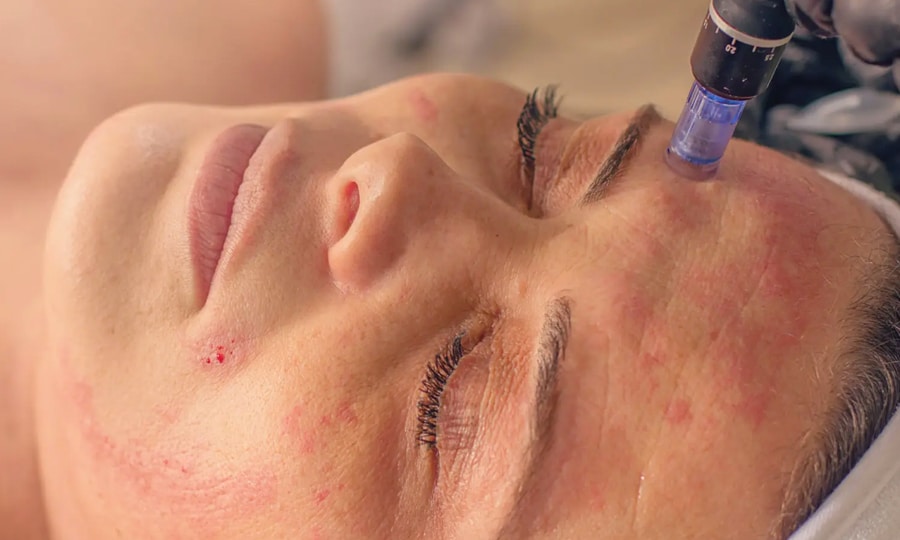 Roodheid zichtbaar tijdens een microneedling behandeling