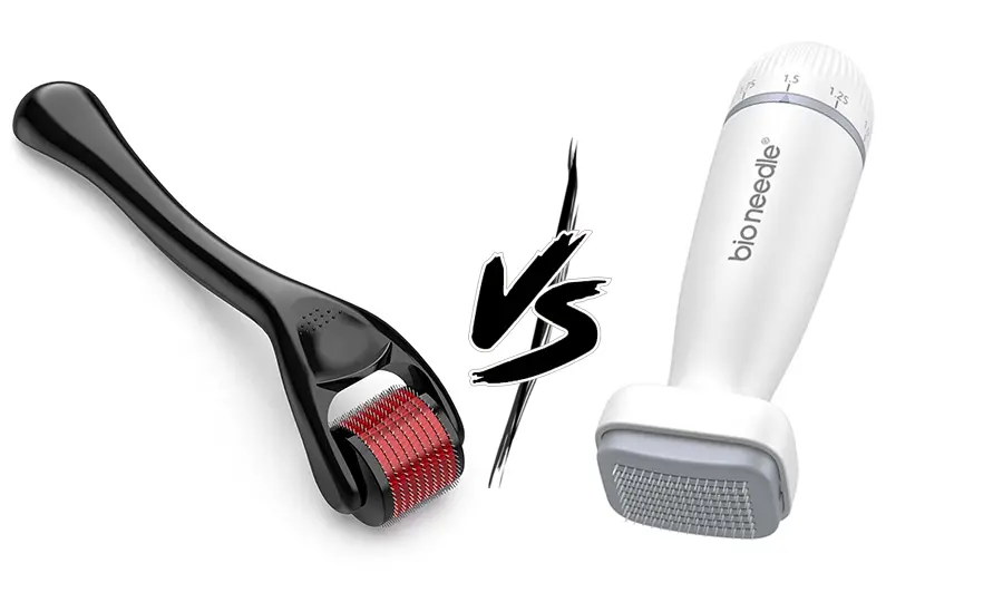 Een dermaroller en een dermastamp