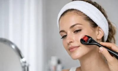 Waarom microneedling steeds populairder wordt in Nederland. Een vrouw die een microneedling behandeling uitvoert met een dermaroller.