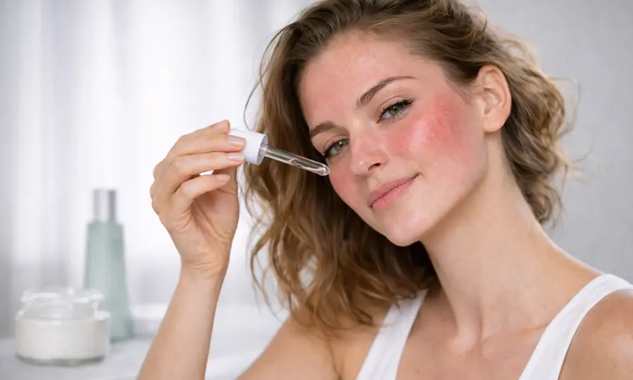 De beste nazorg na een microneedling behandeling. Een serum aanbrengen na een microneedling behandeling.